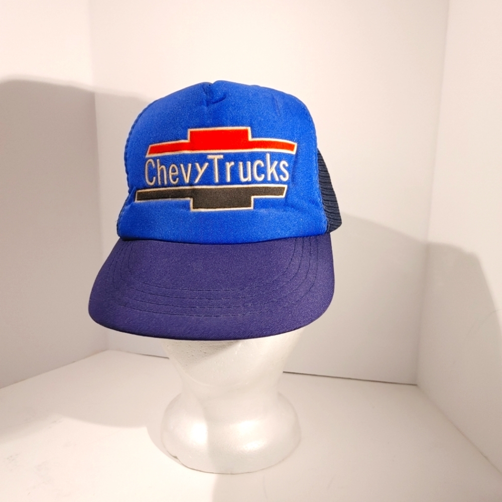 Vintage 70s - Chevy Trucks - Blue Mesh Trucker Hat - Snapback Small Fit.Hat f